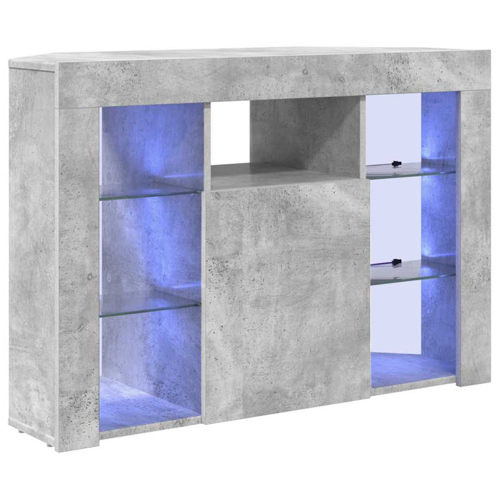 Hjørne LED TV Skab 100x40x68cm Beton Grå Konstrueret træ