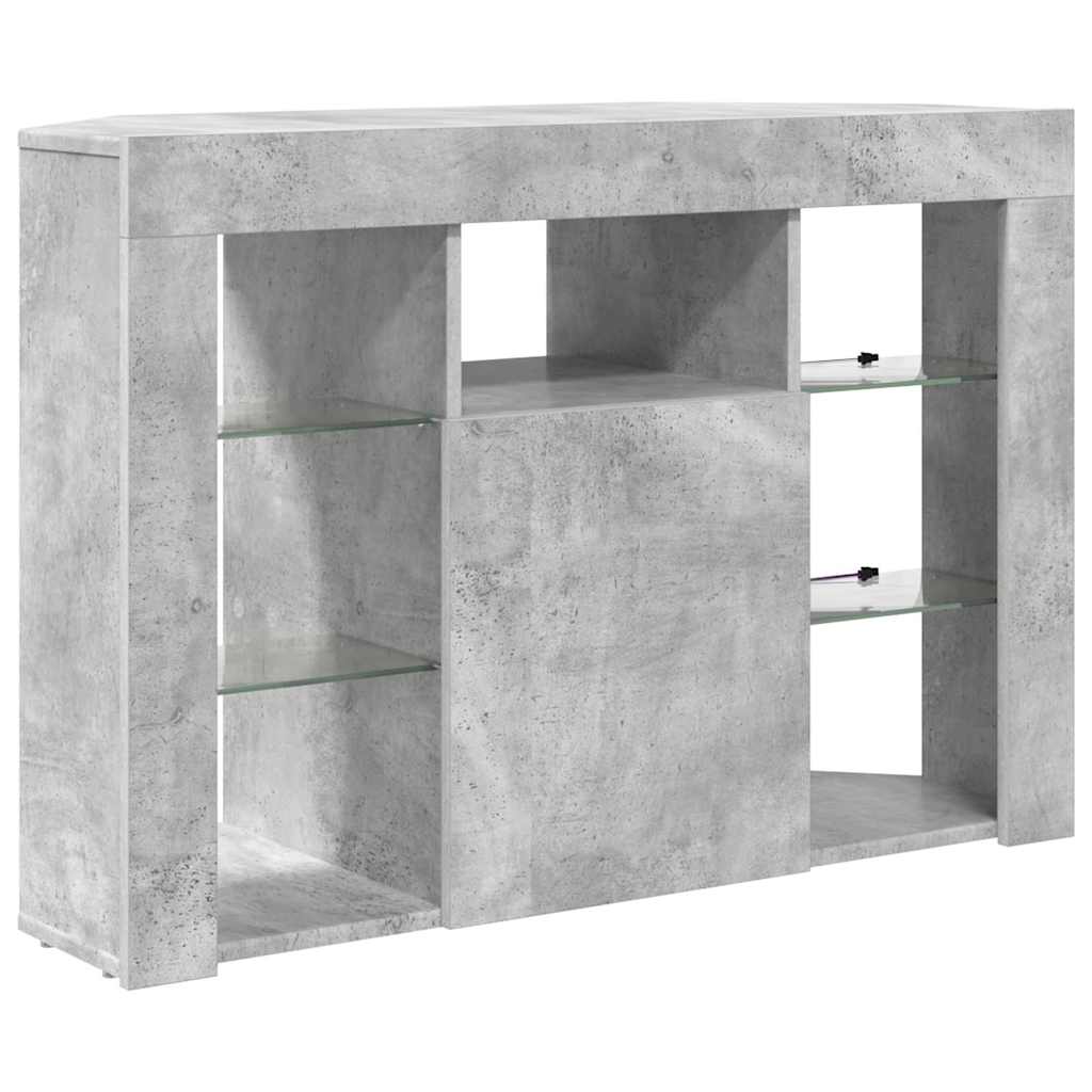 Hjørne LED TV Skab 100x40x68cm Beton Grå Konstrueret træ