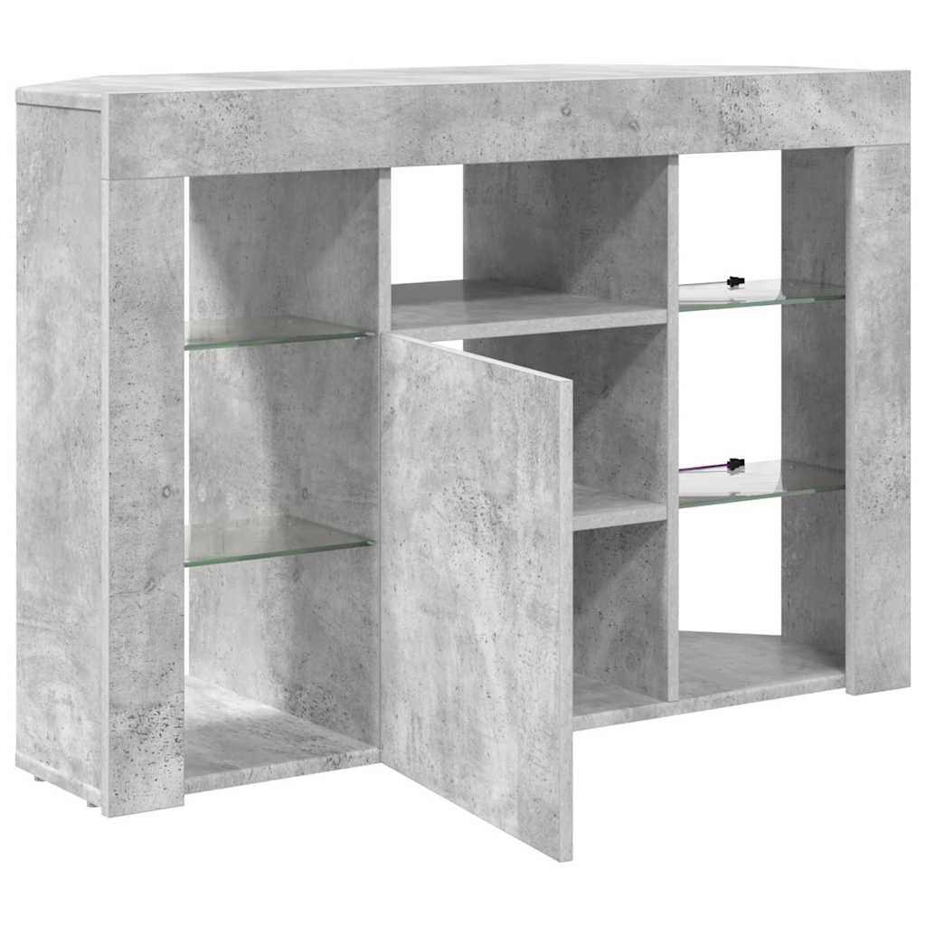 Hjørne LED TV Skab 100x40x68cm Beton Grå Konstrueret træ