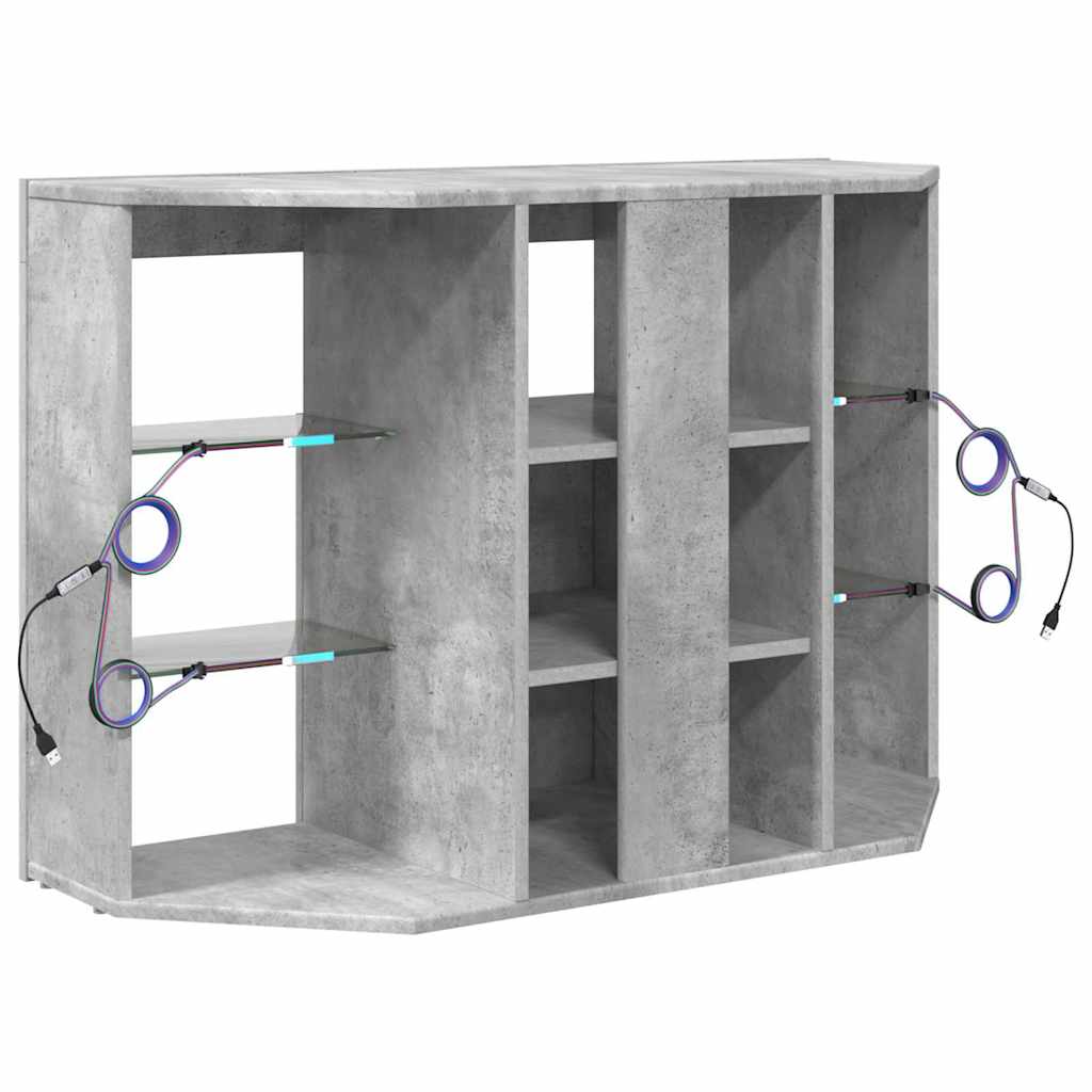 Hjørne LED TV Skab 100x40x68cm Beton Grå Konstrueret træ