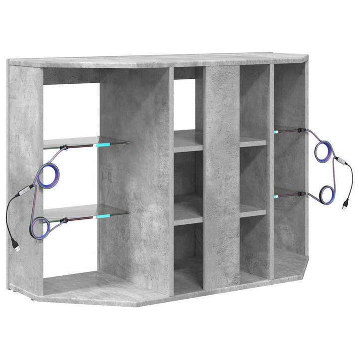 Hjørne LED TV Skab 100x40x68cm Beton Grå Konstrueret træ