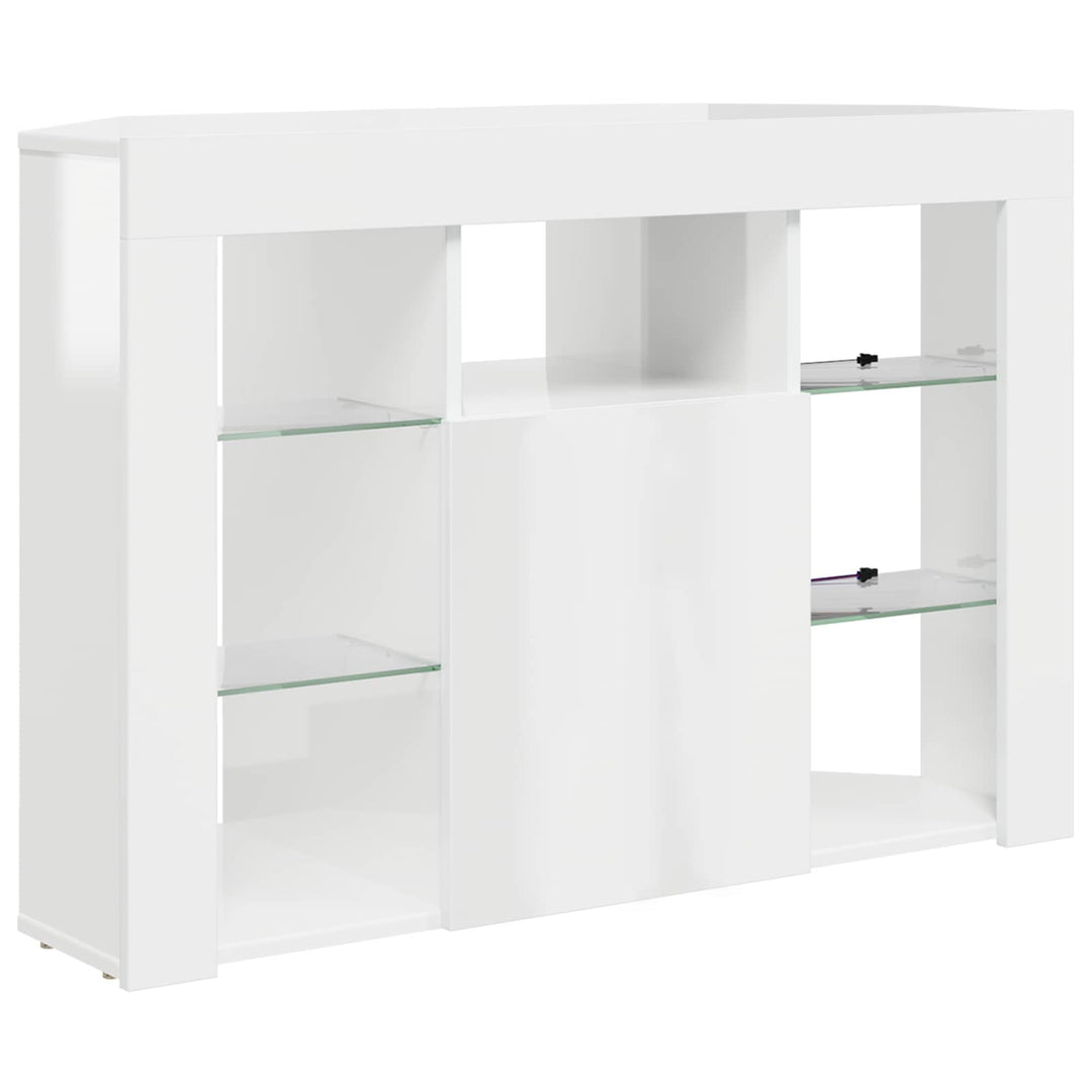 Hjørne LED TV Skab Højglans Hvid 100x40x68cm Konstrueret træ