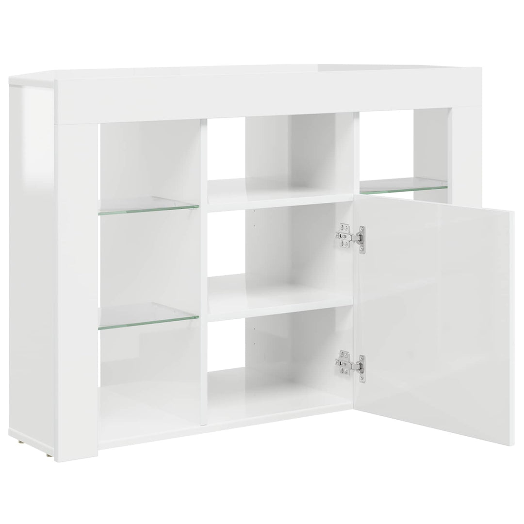 Hjørne LED TV Skab Højglans Hvid 100x40x68cm Konstrueret træ