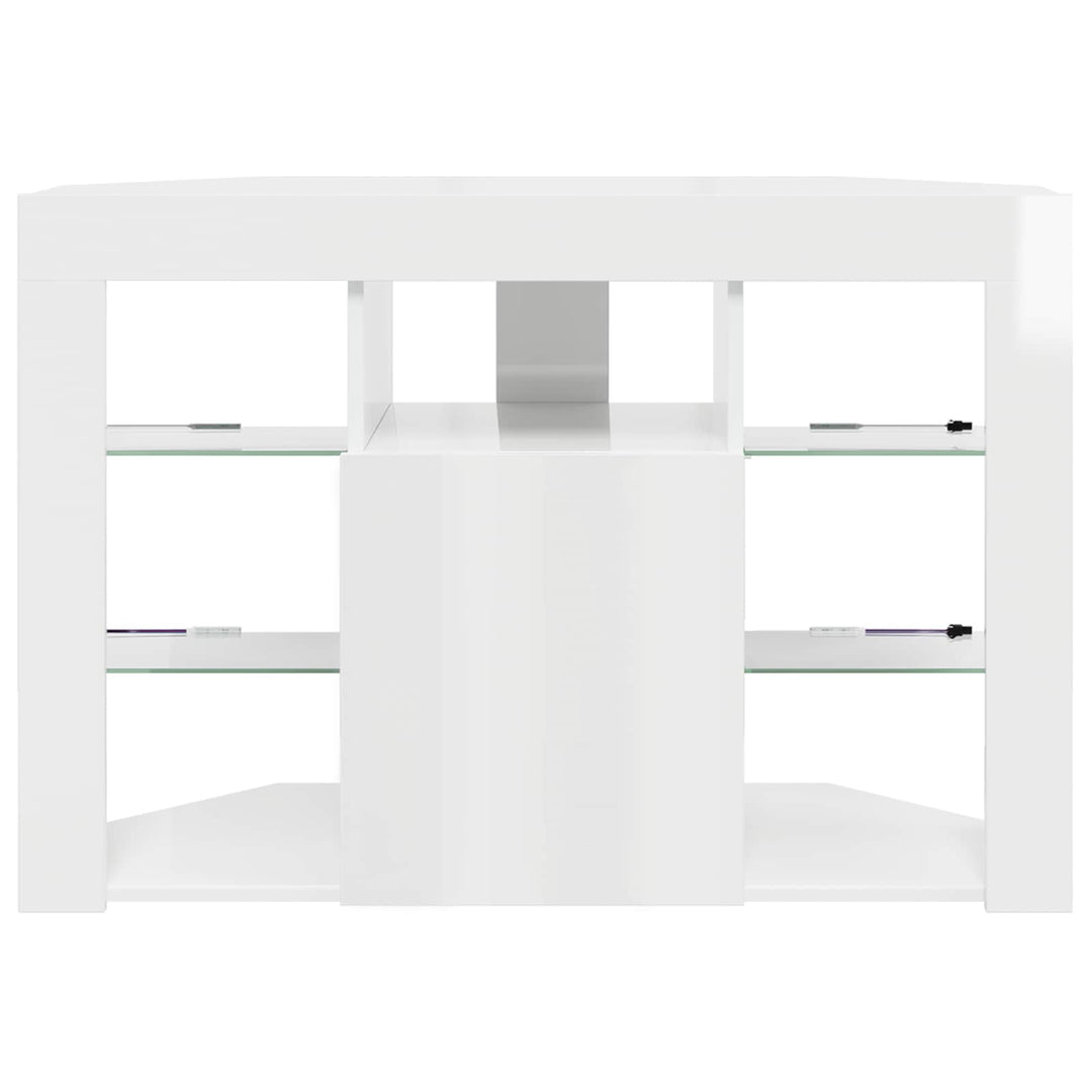 Hjørne LED TV Skab Højglans Hvid 100x40x68cm Konstrueret træ
