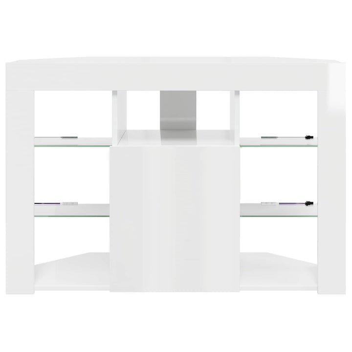 Hjørne LED TV Skab Højglans Hvid 100x40x68cm Konstrueret træ