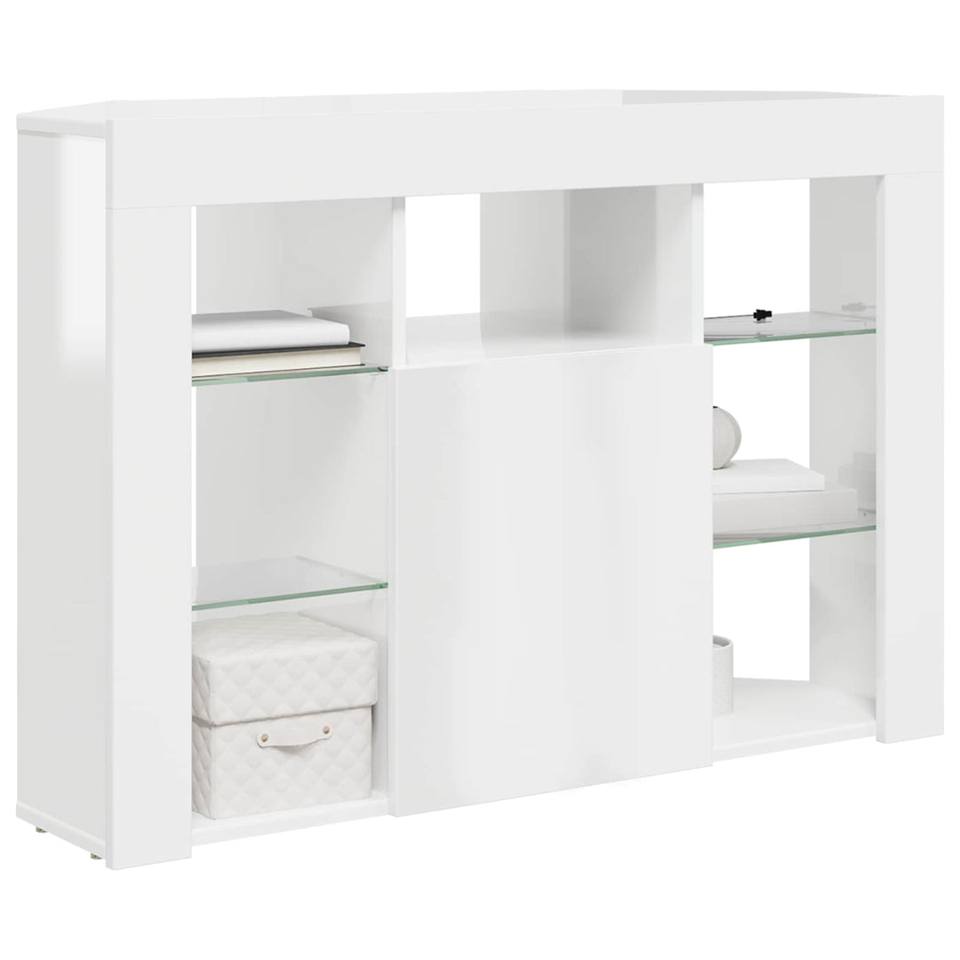 Hjørne LED TV Skab Højglans Hvid 100x40x68cm Konstrueret træ