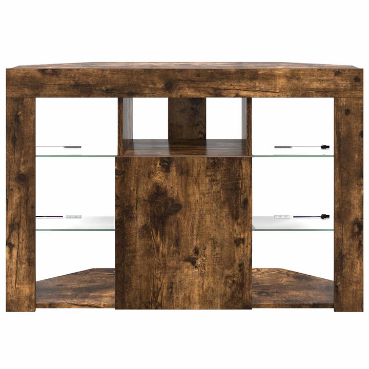 Hjørne LED TV Skab 100x40x68cm Røget eg Konstrueret træ