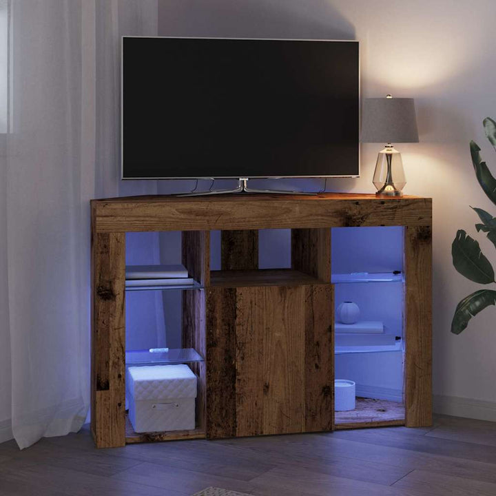 Hjørne LED TV Skab 100x40x68cm Gammelt træ Konstrueret træ