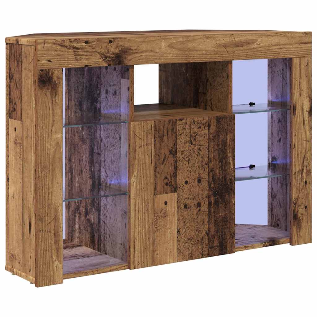 Hjørne LED TV Skab 100x40x68cm Gammelt træ Konstrueret træ