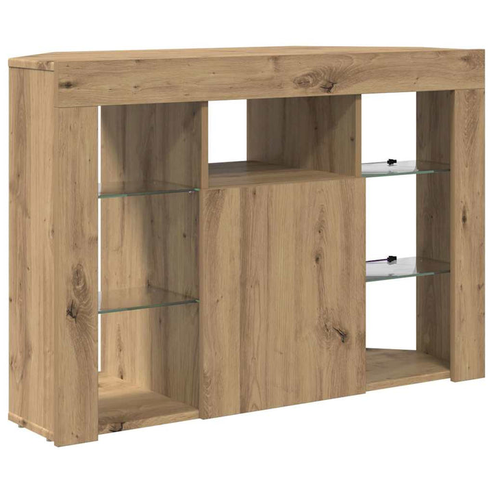 Hjørne LED TV Skab Artisan Egetræ 100x40x68cm Konstrueret træ