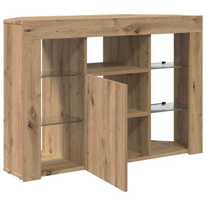 Hjørne LED TV Skab Artisan Egetræ 100x40x68cm Konstrueret træ