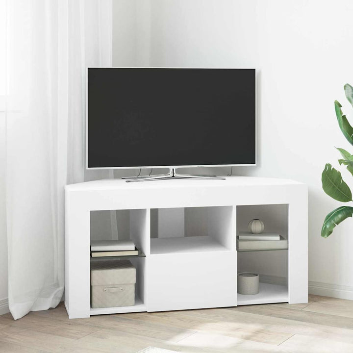 Hjørne LED TV Skab Hvid 100 x 40 x 50 cm Konstrueret træ