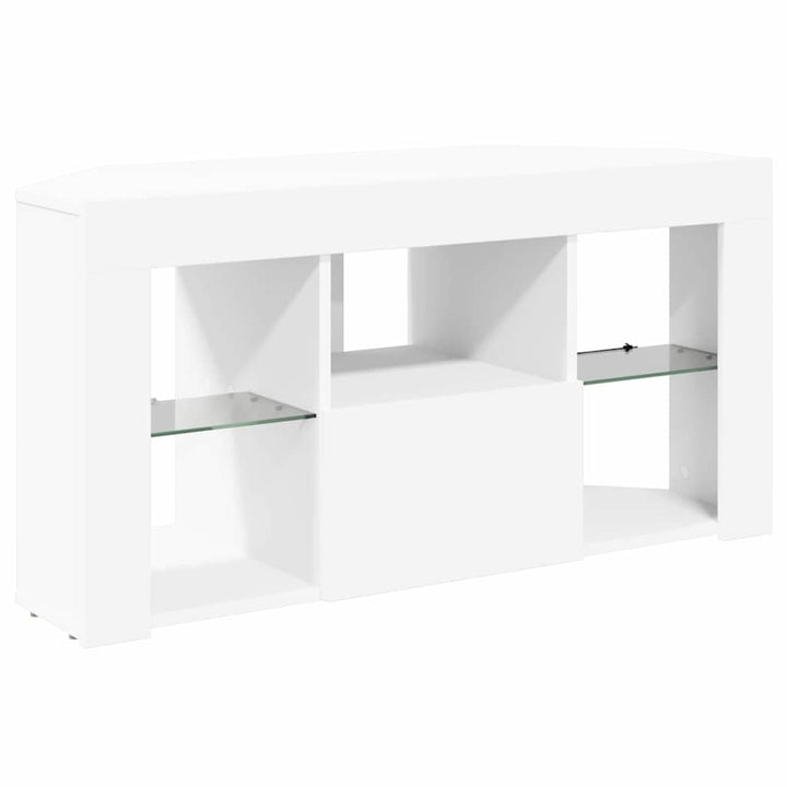 Hjørne LED TV Skab Hvid 100 x 40 x 50 cm Konstrueret træ