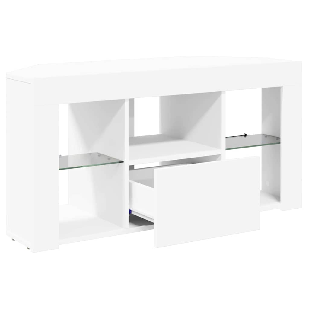 Hjørne LED TV Skab Hvid 100 x 40 x 50 cm Konstrueret træ