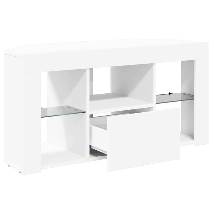 Hjørne LED TV Skab Hvid 100 x 40 x 50 cm Konstrueret træ