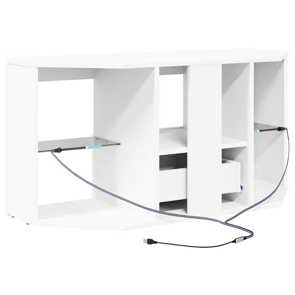 Hjørne LED TV Skab Hvid 100 x 40 x 50 cm Konstrueret træ