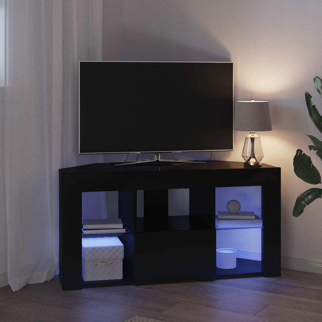 Hjørne LED TV Skab Sort 100 x 40 x 50 cm Konstrueret træ
