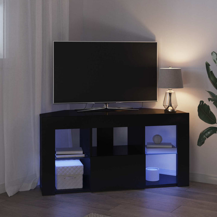 Hjørne LED TV Skab Sort 100 x 40 x 50 cm Konstrueret træ