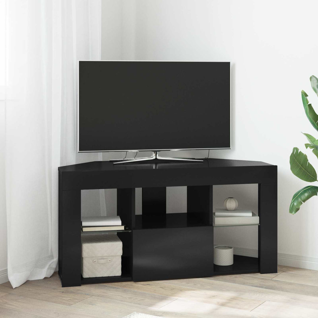 Hjørne LED TV Skab Sort 100 x 40 x 50 cm Konstrueret træ