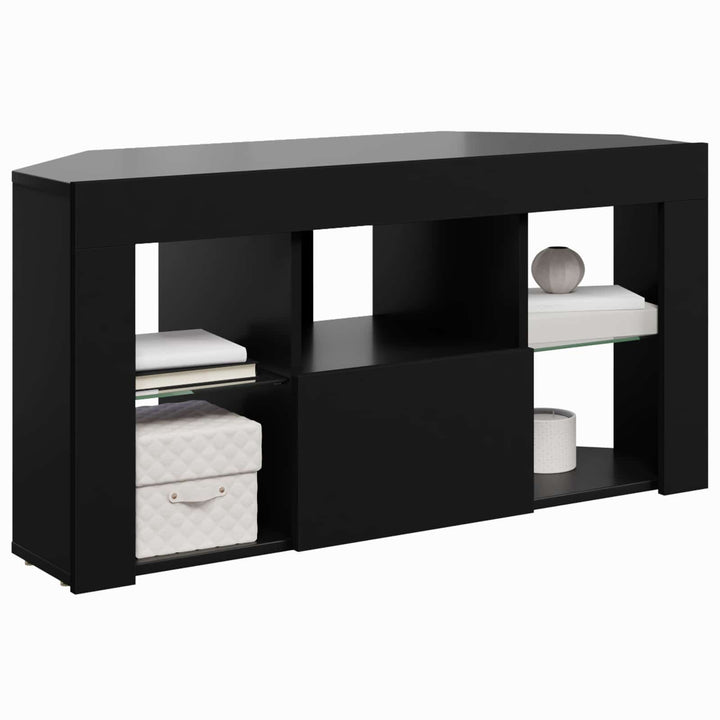 Hjørne LED TV Skab Sort 100 x 40 x 50 cm Konstrueret træ