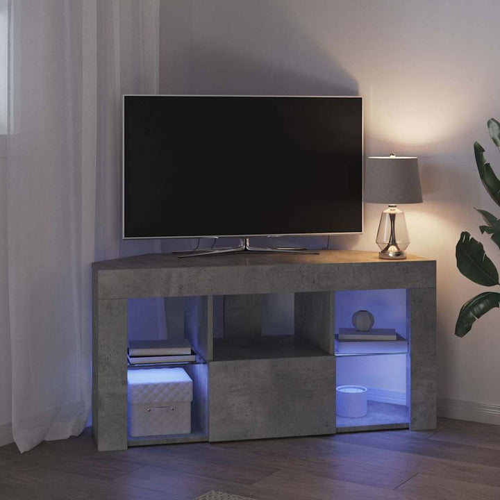 Hjørne LED TV Skab 100 x 40 x 50 cm Beton Grå Konstrueret træ