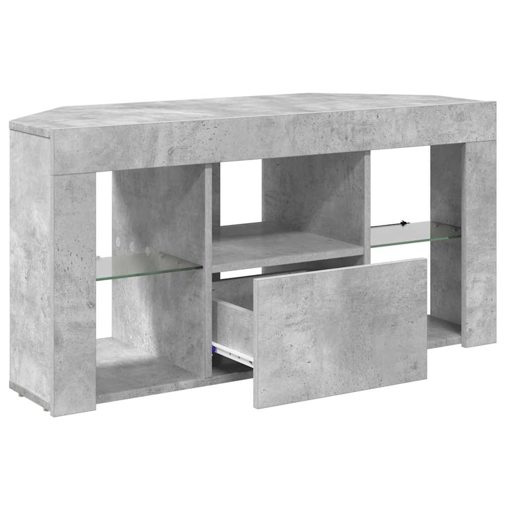 Hjørne LED TV Skab 100 x 40 x 50 cm Beton Grå Konstrueret træ