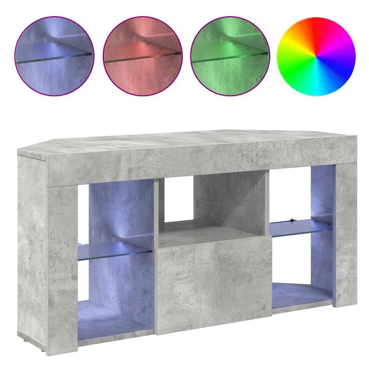 Hjørne LED TV Skab 100 x 40 x 50 cm Beton Grå Konstrueret træ
