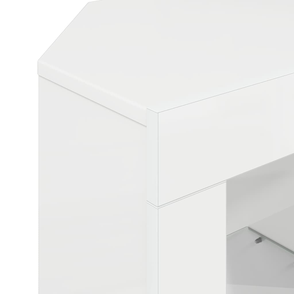 Hjørne LED TV Skab Vægmonteret Højglans Hvid 100 x 40 x 50 cm
