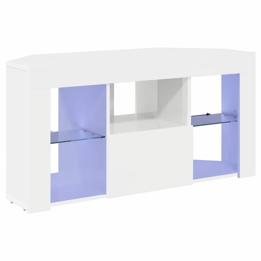 Hjørne LED TV Skab Vægmonteret Højglans Hvid 100 x 40 x 50 cm