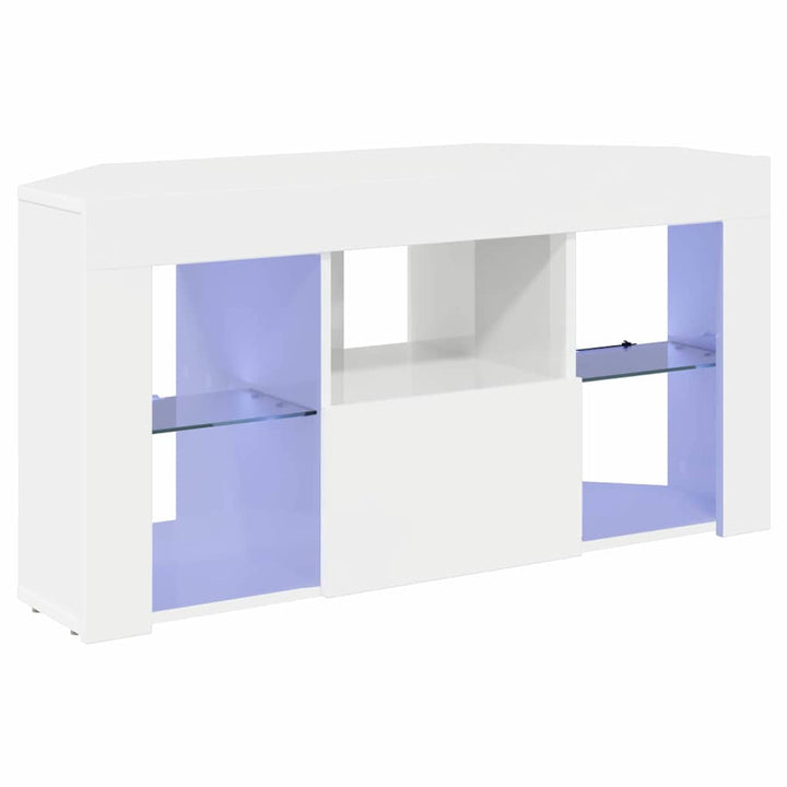 Hjørne LED TV Skab Vægmonteret Højglans Hvid 100 x 40 x 50 cm