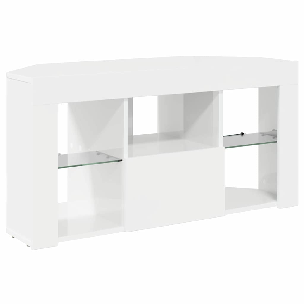 Hjørne LED TV Skab Vægmonteret Højglans Hvid 100 x 40 x 50 cm