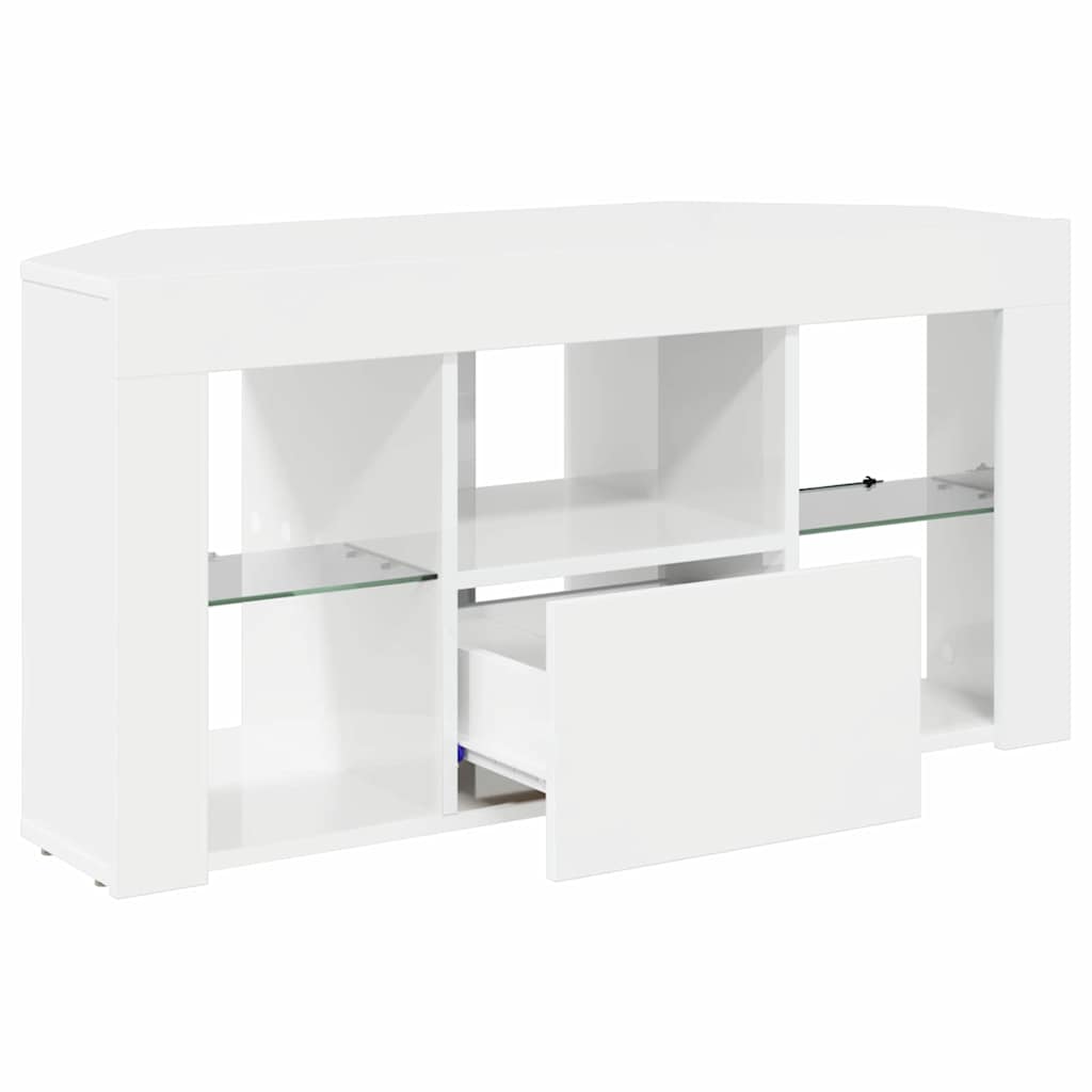 Hjørne LED TV Skab Vægmonteret Højglans Hvid 100 x 40 x 50 cm