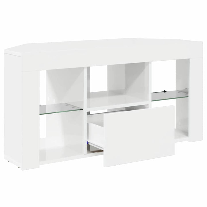 Hjørne LED TV Skab Vægmonteret Højglans Hvid 100 x 40 x 50 cm
