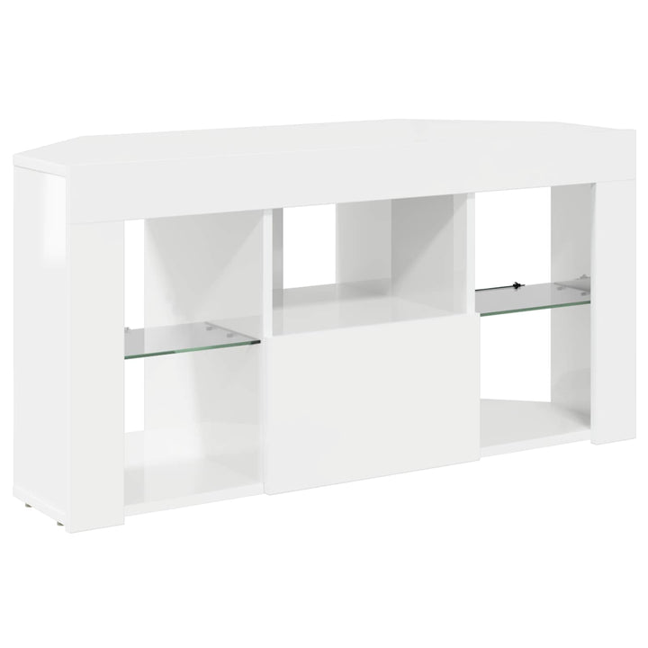 Hjørne LED TV Skab Vægmonteret Højglans Hvid 100 x 40 x 50 cm