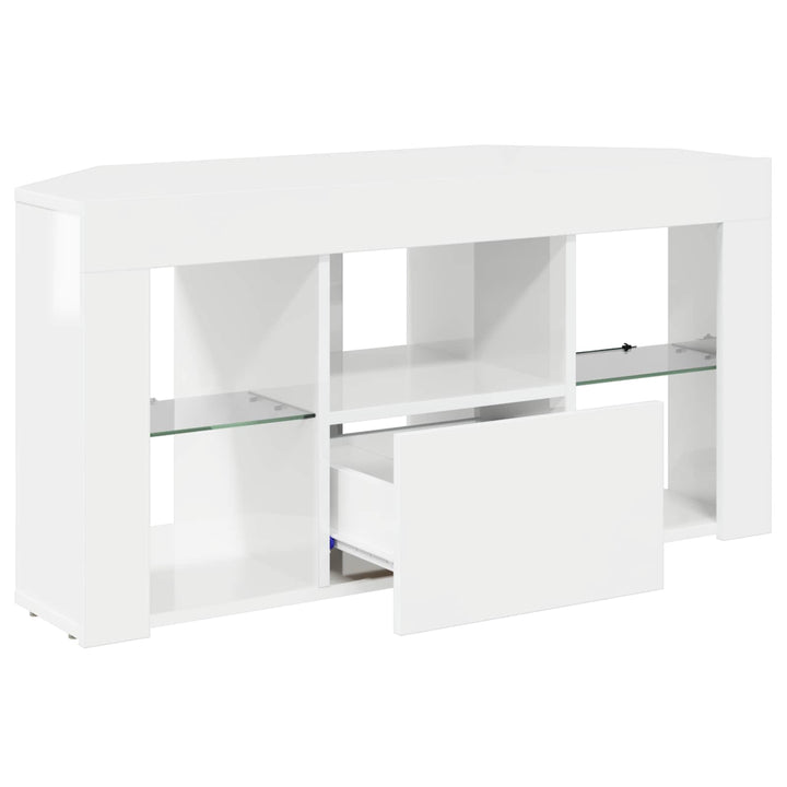 Hjørne LED TV Skab Vægmonteret Højglans Hvid 100 x 40 x 50 cm