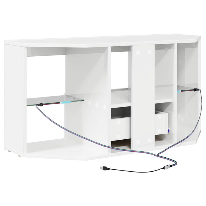 Hjørne LED TV Skab Vægmonteret Højglans Hvid 100 x 40 x 50 cm