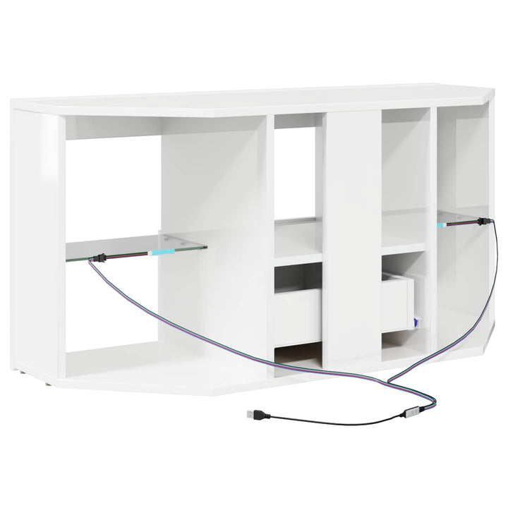 Hjørne LED TV Skab Vægmonteret Højglans Hvid 100 x 40 x 50 cm