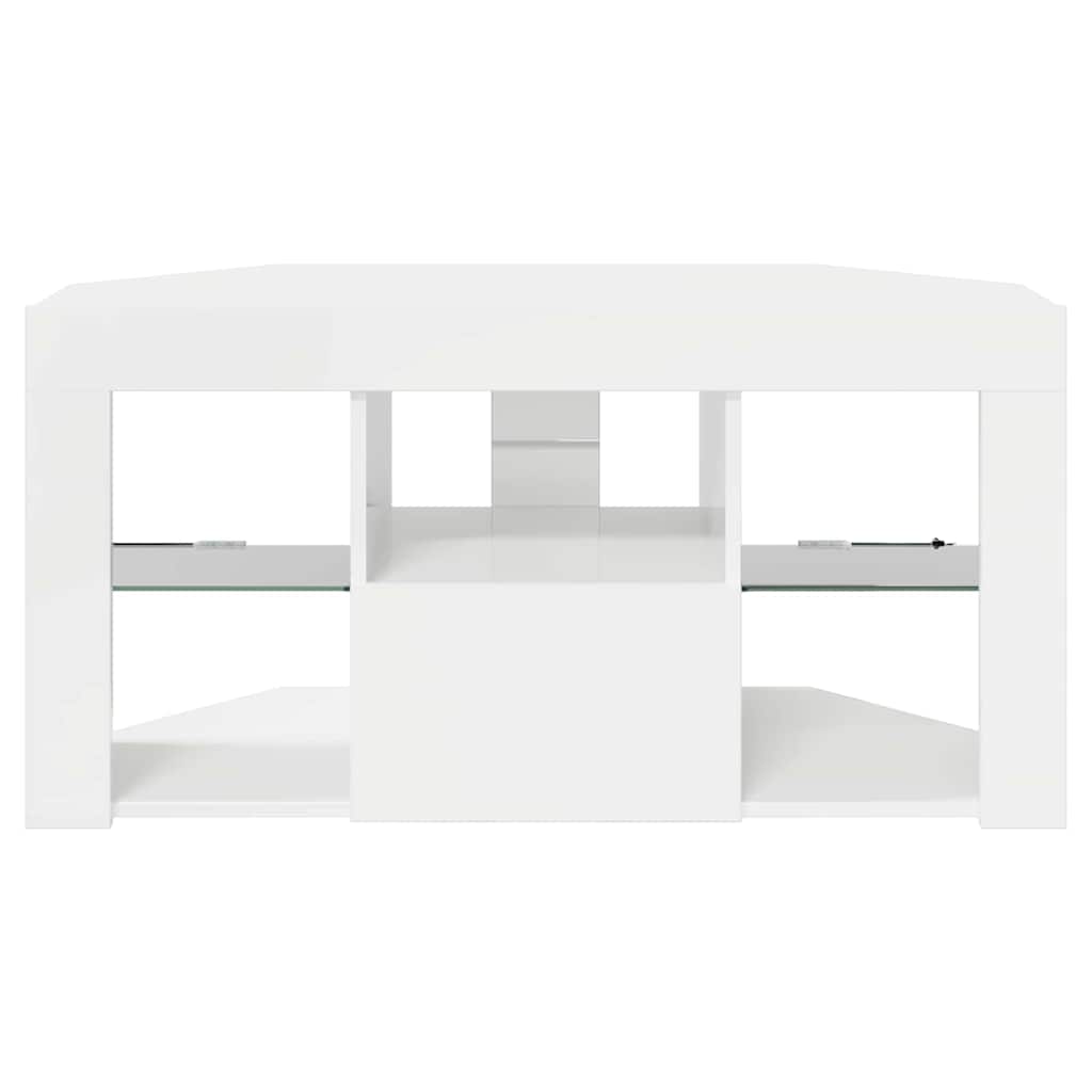Hjørne LED TV Skab Vægmonteret Højglans Hvid 100 x 40 x 50 cm