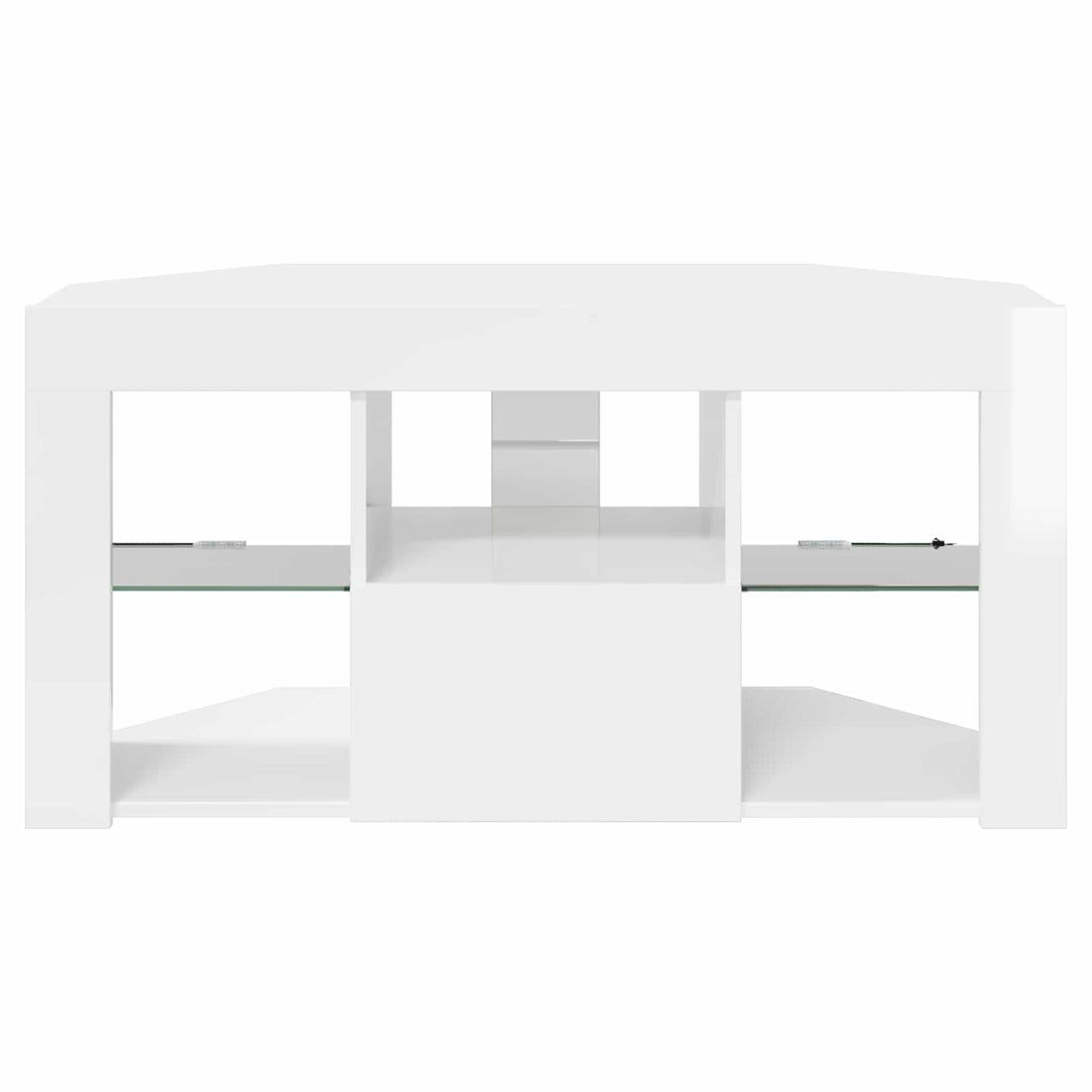 Hjørne LED TV Skab Vægmonteret Højglans Hvid 100 x 40 x 50 cm