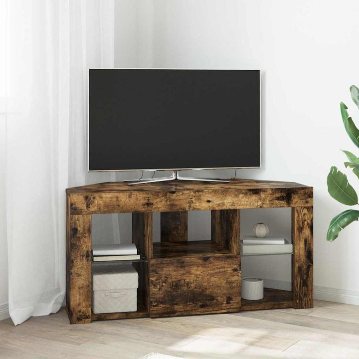 Hjørne LED TV Skab 100 x 40 x 50 cm Røget eg Konstrueret træ