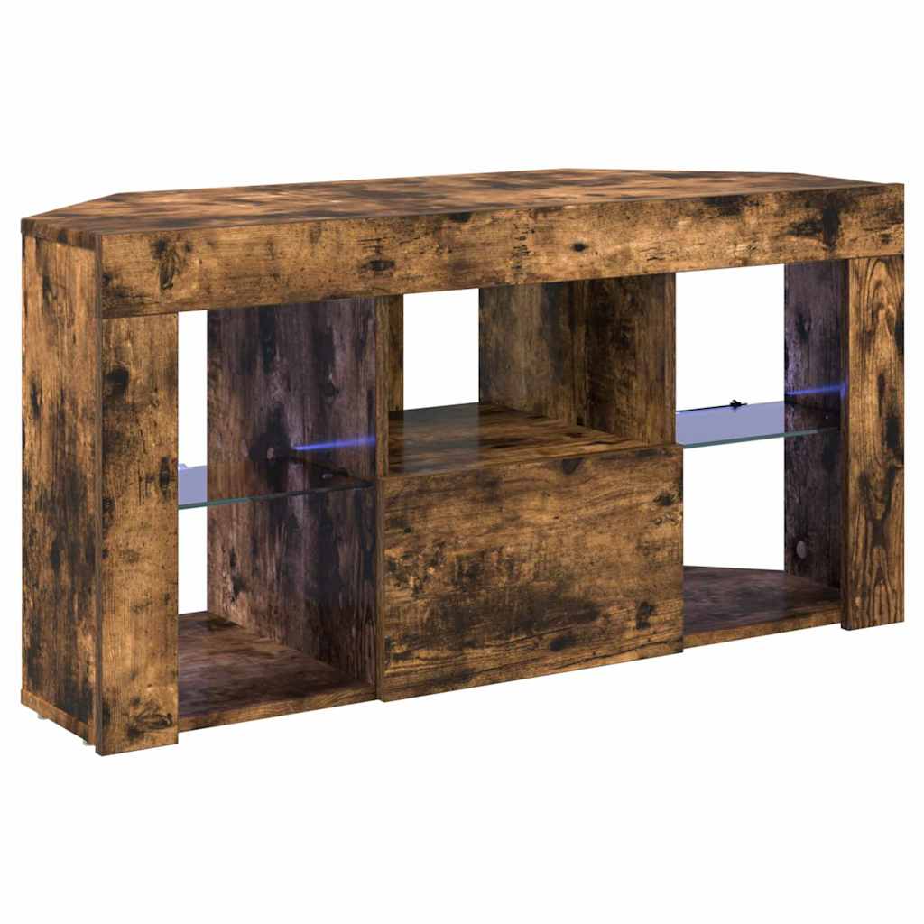 Hjørne LED TV Skab 100 x 40 x 50 cm Røget eg Konstrueret træ