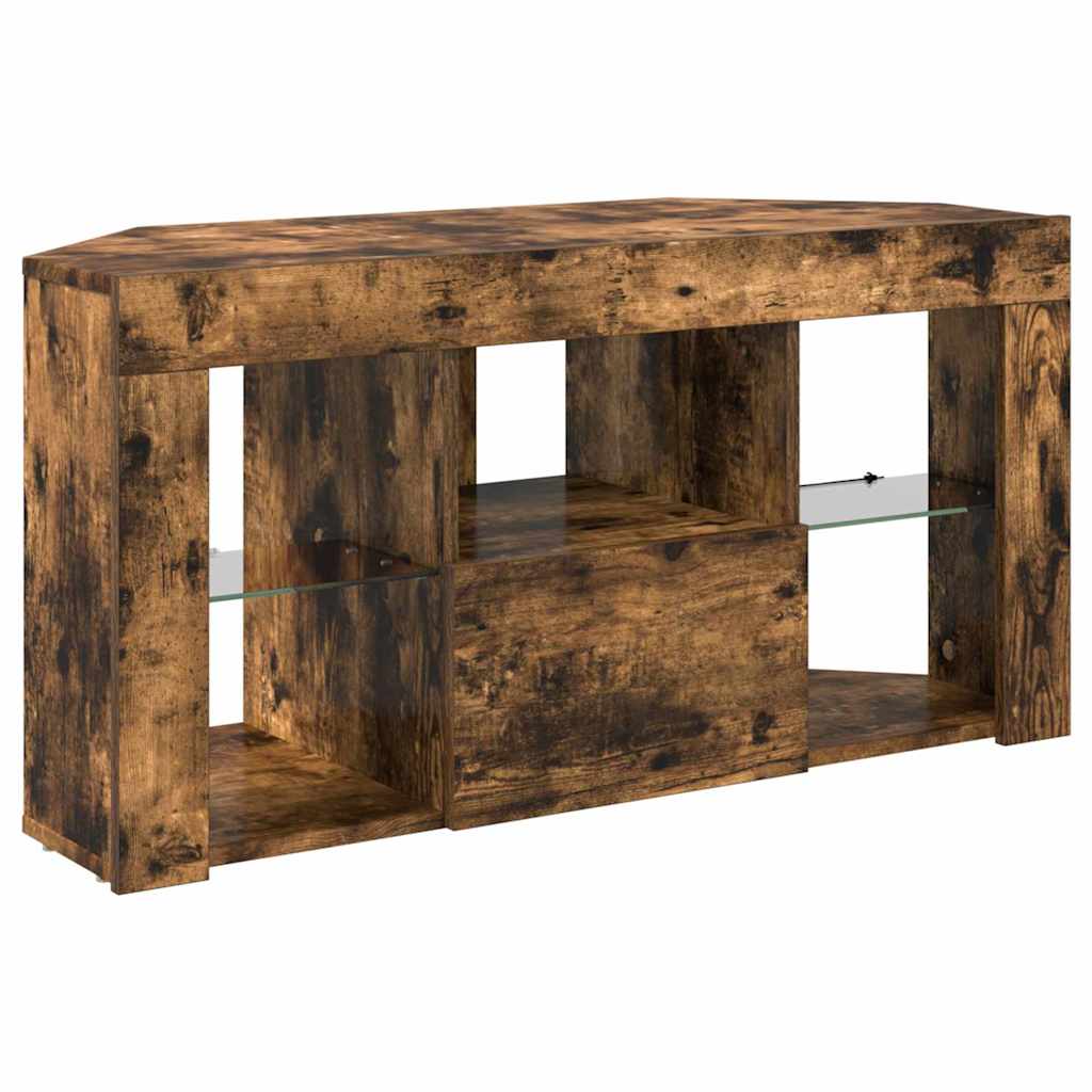 Hjørne LED TV Skab 100 x 40 x 50 cm Røget eg Konstrueret træ