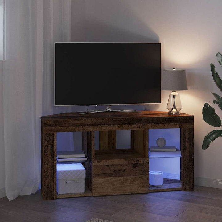 Hjørne LED TV Skab 100 x 40 x 50 cm Gammelt træ Konstrueret træ