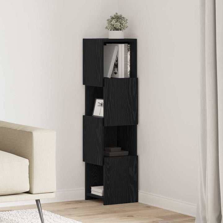 Hjørneskab 25,5x25x102cm Konstrueret træ Sort eg