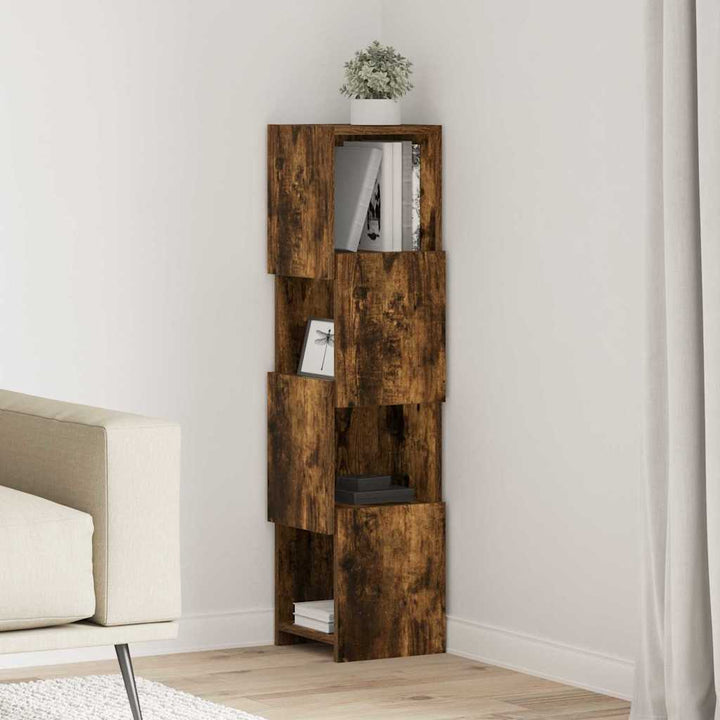Hjørneskab 25,5x25x102cm Konstrueret træ Røget eg