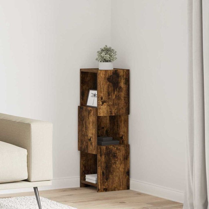 Hjørneskab 25,5x25x80cm Konstrueret træ Røget eg