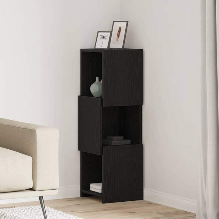 Hjørneskab Sort eg 30,5x30x95cm Konstrueret træ