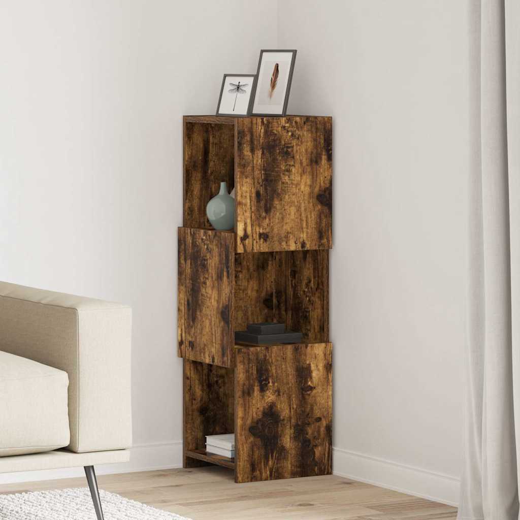 Hjørneskab 30,5x30x95cm Konstrueret træ Røget eg