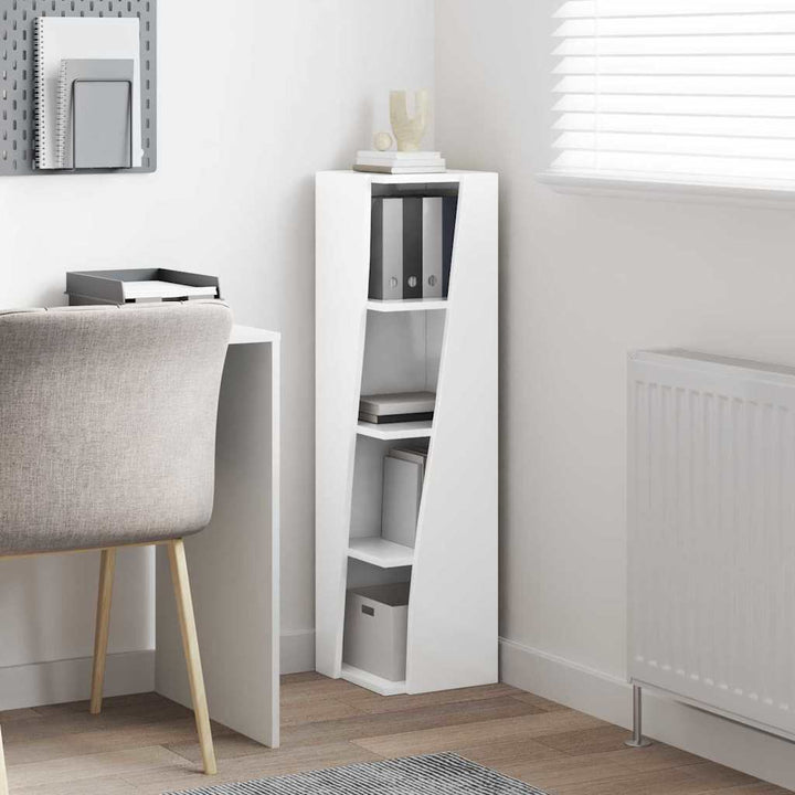 Hjørneskab Høj gloss hvid 27,5x27x102cm Konstrueret træ