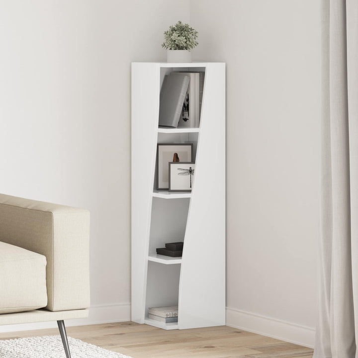 Hjørneskab 27,5x27x102cm Konstrueret træ Høj gloss hvid